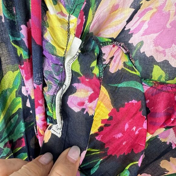 VTG 80's Jacque & Koko‎ Shirt Button Up 26/28 Floral Hawaiian Artsy Boho Sheer - Picture 14 of 14